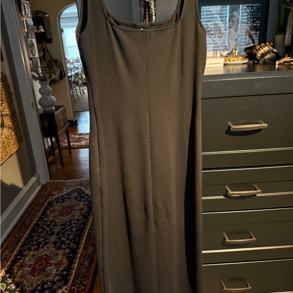 STAUD Black Midi Dress with Button Detail - Picture 2 of 3